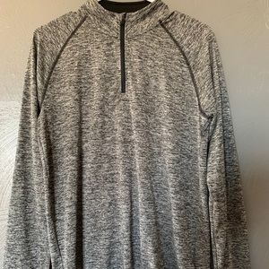 Grey thin workout material quarter zip